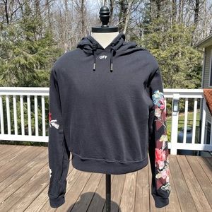 Off-White 2019 Cropped Flower Hoodie Sweatshirt